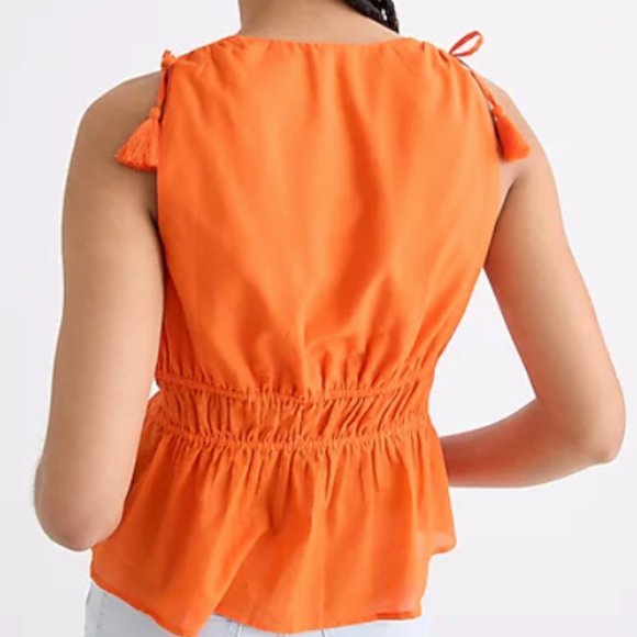 J.Crew V-Neck Cotton Voile Top in Resort Orange Sz Small - Picture 2 of 3